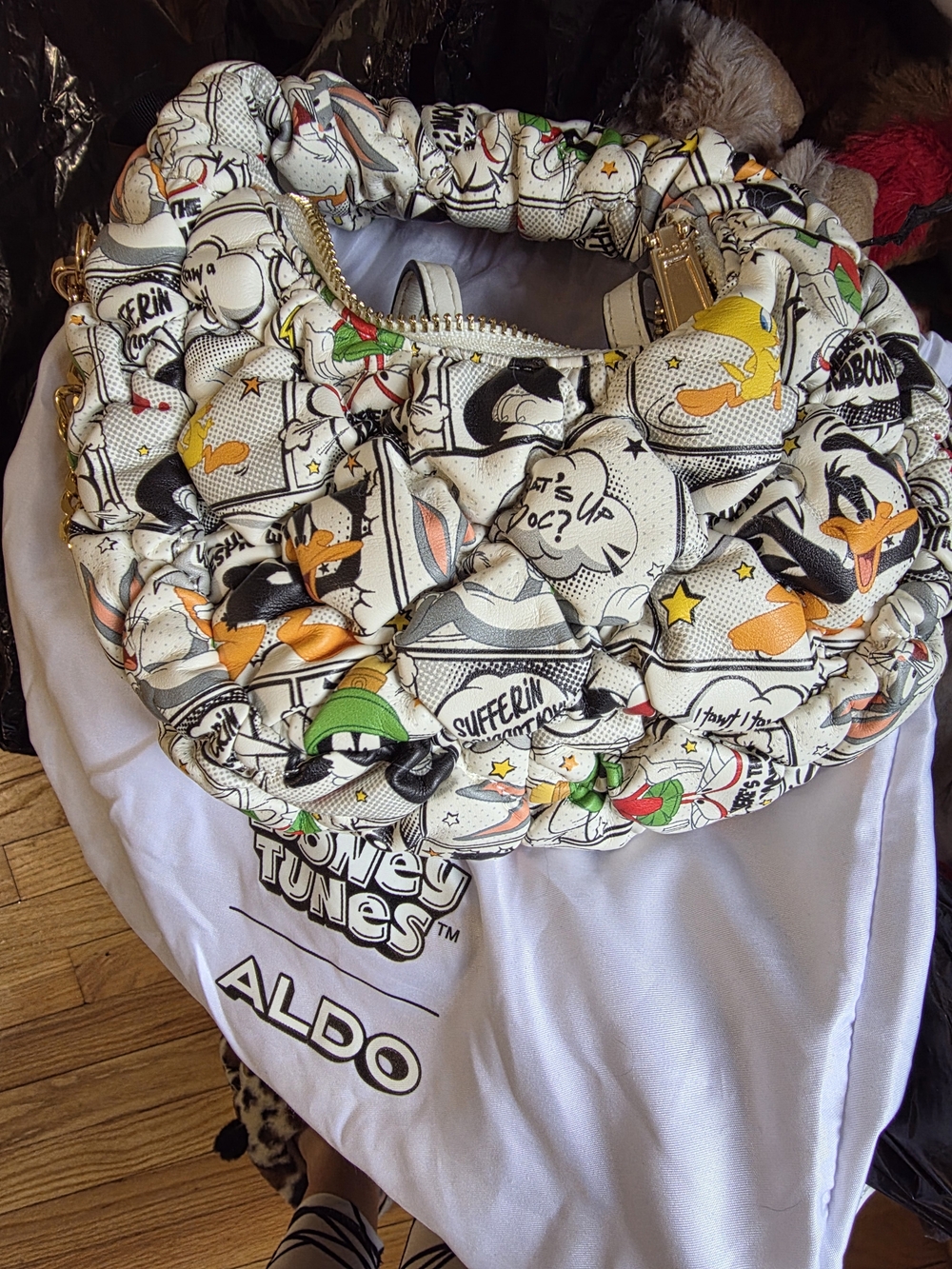 ALDO Kids Looney Tunes Puffer Crossbody Bag - White, Orange, Green, Black